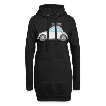 Voiture avec valise sur le toit en gris - Sweat-shirt à capuche long Femme - noir - Devant