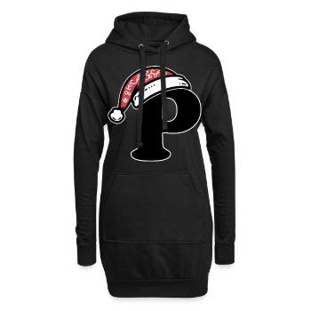Lettre P avec chapeau de Père Noël - Sweat-shirt à capuche long Femme - noir - Devant