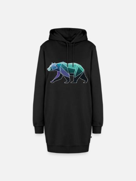 Bär Polygon - Hoodie-Kleid - Schwarz