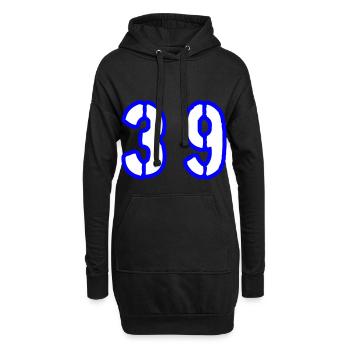 39 Zahl Symbol - Hoodie-Kleid - Schwarz - Vorne