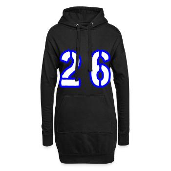 26 Zahl Symbol - Hoodie-Kleid - Schwarz - Vorne