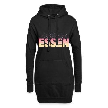 Essen Deutschland Stadt Schrift Vögel Skyline - Hoodie-Kleid - Schwarz - Vorne