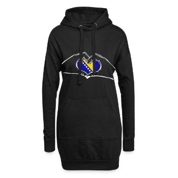 J’aime les mains Bosnia and Herzegovina - coeur - Sweat-shirt à capuche long Femme - noir - Devant