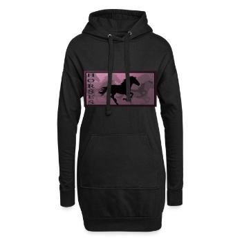 Cheval chevaux équitation poney équestre western chemise - Sweat-shirt à capuche long Femme - noir - Devant