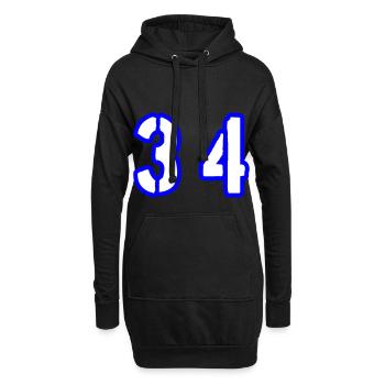 34 Zahl Symbol - Hoodie-Kleid - Schwarz - Vorne