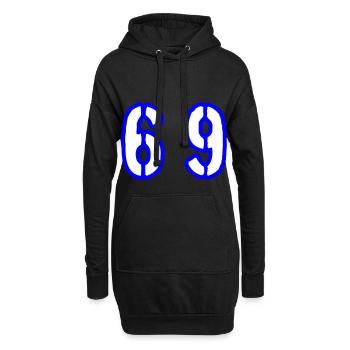 69 Zahl Symbol - Hoodie-Kleid - Schwarz - Vorne
