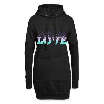 Amour Amour Coeur Oiseaux Romantique Je t’aime - Sweat-shirt à capuche long Femme - noir - Devant