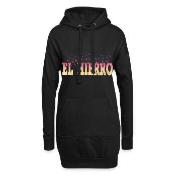 E Hierro Sommer Strand Meer Palmen Vögel Schrift - Hoodie-Kleid - Schwarz - Vorne