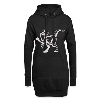Cadeau de dinosaure Raptor - Sweat-shirt à capuche long Femme - noir - Devant