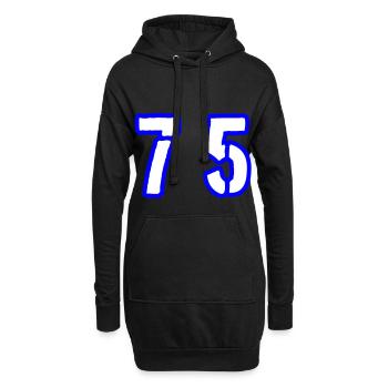 75 Zahl Symbol - Hoodie-Kleid - Schwarz - Vorne