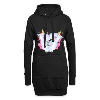 2 jolies licornes roses câlin cadeau d'amitié câlin - Sweat-shirt à capuche long Femme - noir - Devant