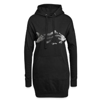 Poisson en noir Blanc - Sweat-shirt à capuche long Femme - noir - Devant