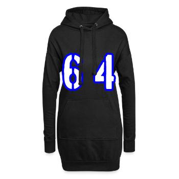 64 Zahl Symbol - Hoodie-Kleid - Schwarz - Vorne