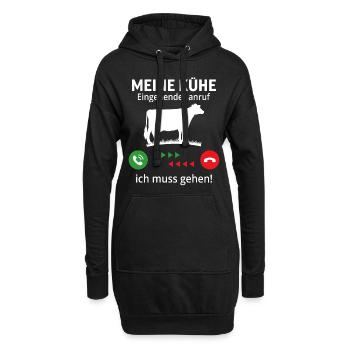 meine kühe eingehender anruf ...ich muss gehen! - Hoodie-Kleid - Schwarz - Vorne