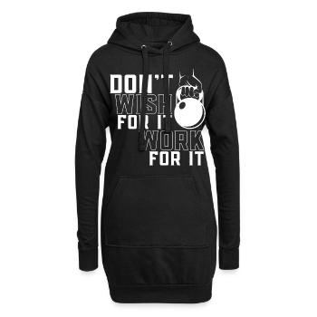 Arbeite Für Es Gym Workout Fitnessstudio - Hoodie-Kleid - Schwarz - Vorne