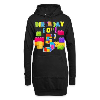 Geburtstagsjunge 5 Ziegelsteine 5. Geburtstag - Hoodie-Kleid - Schwarz - Vorne