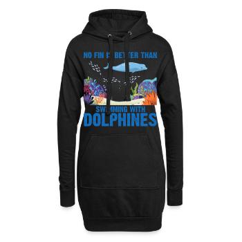 Avec les dauphins Nage Dauphin Océan Mammifère marin - Sweat-shirt à capuche long Femme - noir - Devant