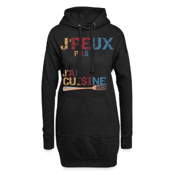 J'peux pas j'ai cuisine - Sweat-shirt à capuche long Femme - noir - Devant