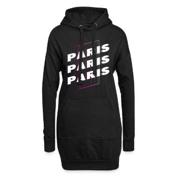 Paris France City Font Skyline Accueil - Sweat-shirt à capuche long Femme - noir - Devant
