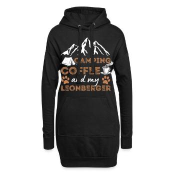 Leonberger Coffee Camping Dog Cafe - Sweat-shirt à capuche long Femme - noir - Devant