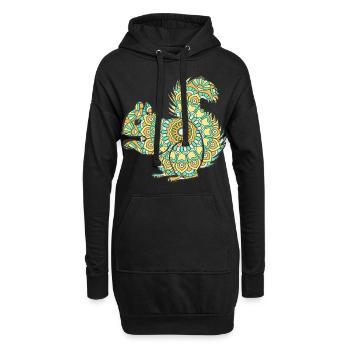 Mandala Eichhörnchen Geometrisches Muster Kunst - Hoodie-Kleid - Schwarz - Vorne