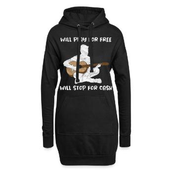 Will Play For Free Will Stop For Cash Gitarre - Hoodie-Kleid - Schwarz - Vorne