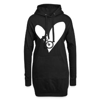 Herz - Mountainbike - (2) - Hoodie-Kleid - Schwarz - Vorne