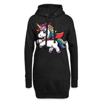 Lustiges Einhorn als Held für einen Superheld - Hoodie-Kleid - Schwarz - Vorne