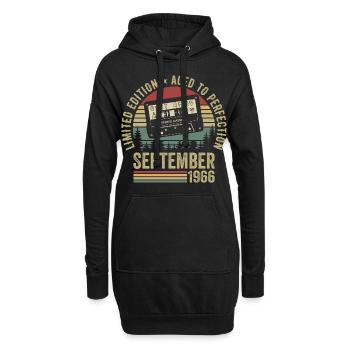 Né en septembre 1966 Millésime 1966 - Sweat-shirt à capuche long Femme - noir - Devant