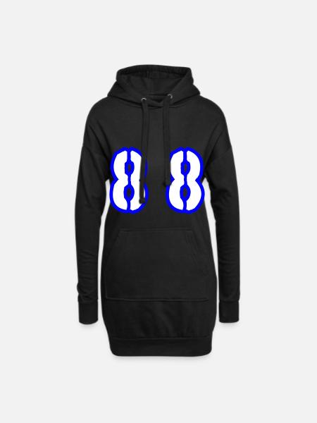 88 Zahl Symbol - Hoodie-Kleid - Schwarz