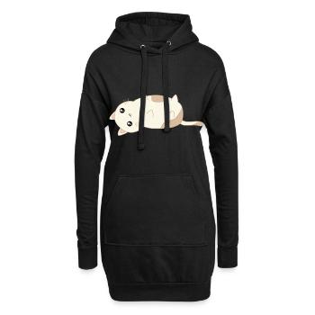 süße liegende Katze - Hoodie-Kleid - Schwarz - Vorne