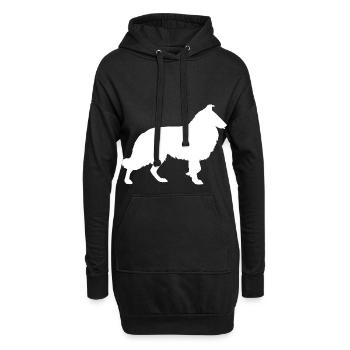 Collie Langhaar Hund - Hoodie-Kleid - Schwarz - Vorne