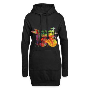 Schlagzeug - Hoodie-Kleid - Schwarz - Vorne