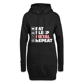Eat sleep Heavy Metal repeat - Hoodie-Kleid - Schwarz - Vorne