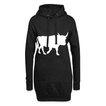 Weiße Silhouette Stier Bulle - Hoodie-Kleid - Schwarz - Vorne