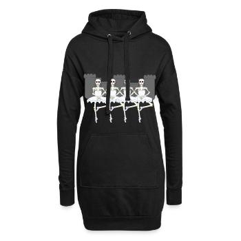 HALLOWEEN Skelett Ballett Totenkopf Burg Fahne - Hoodie-Kleid - Schwarz - Vorne