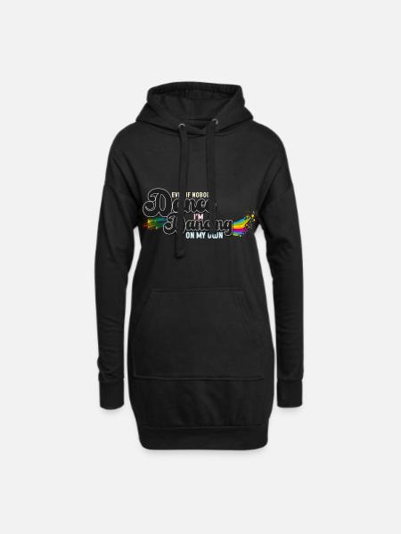 Im Dancing on my own with rainbow design - Hoodie-Kleid - Schwarz