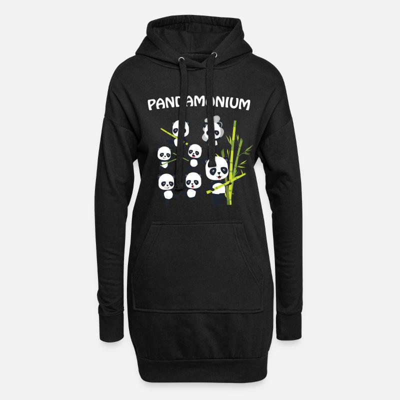 Panda - Hoodie-Kleid - Schwarz