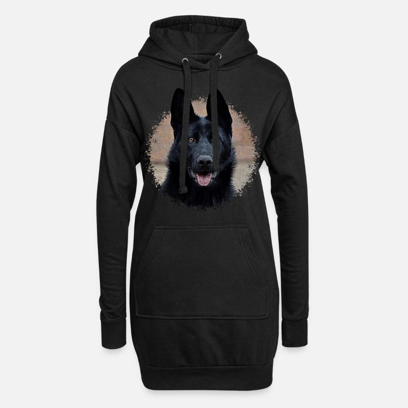 Schwarzer Schäferhund - Hoodie-Kleid - Schwarz