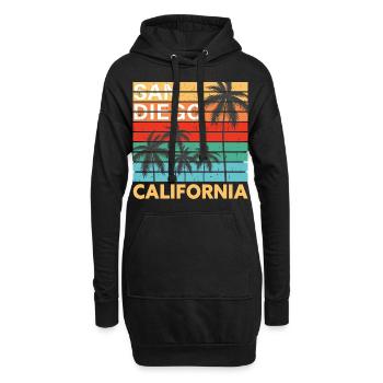 San Diego California Colorful Vintage - Sweat-shirt à capuche long Femme - noir - Devant