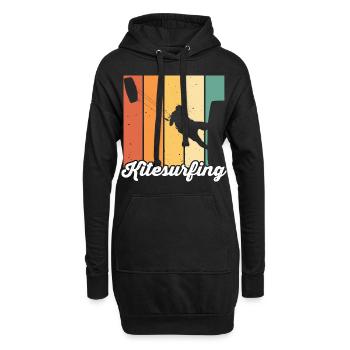 Kitesurfen Kiteboarding Kite Kiten - Hoodie-Kleid - Schwarz - Vorne