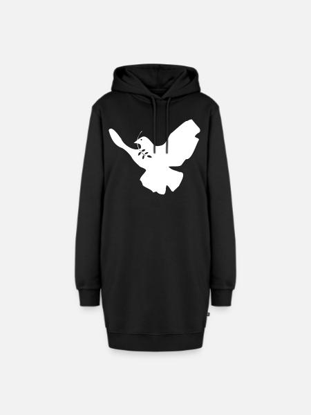 Friedenstaube - Hoodie-Kleid - Schwarz