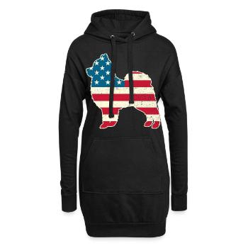 4th of July Pomeranian Dog American Flag USA - Hoodie-Kleid - Schwarz - Vorne