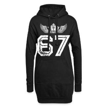 67 Zahl Krone - Hoodie-Kleid - Schwarz - Vorne