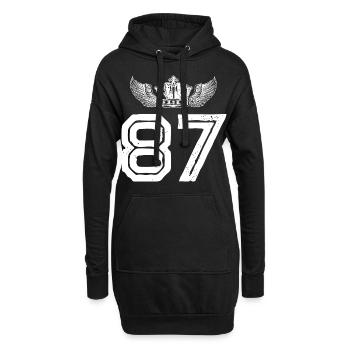 87 Zahl Krone - Hoodie-Kleid - Schwarz - Vorne