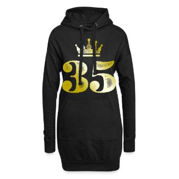 35 Zahl Krone Gold - Hoodie-Kleid - Schwarz - Vorne