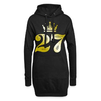 27 Zahl Krone Gold - Hoodie-Kleid - Schwarz - Vorne