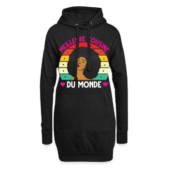 Meilleure cousine monde vintage femme noire - Sweat-shirt à capuche long Femme - noir - Devant