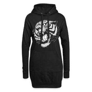 Crâne Crâne Horreur Squelette Halloween Tigre - Sweat-shirt à capuche long Femme - noir - Devant