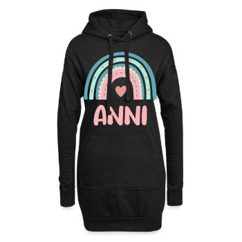 Anni Name Regenbogen Baby - Hoodie-Kleid - Schwarz - Vorne